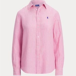 ⚫️⚫️ Ralph Lauren Pink & White Stripe Casual Button Down Shirt Mens Sz 16 34/35